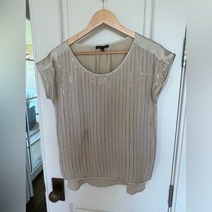 Eileen Fisher Satin and Veiled Sequin Top, women’s XS, excellent conditi…